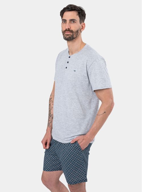 Pijama Corto Algodón Cuello Abotonado