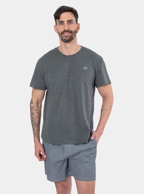 Pijama Corto Algodón Con Pantalón Corto Tela Plana