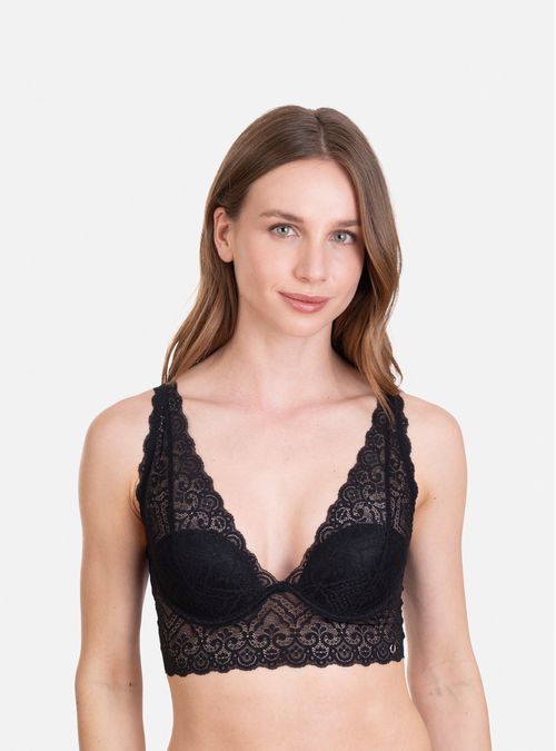 Bralette Encaje Broche Ancho Con Arco y Copa