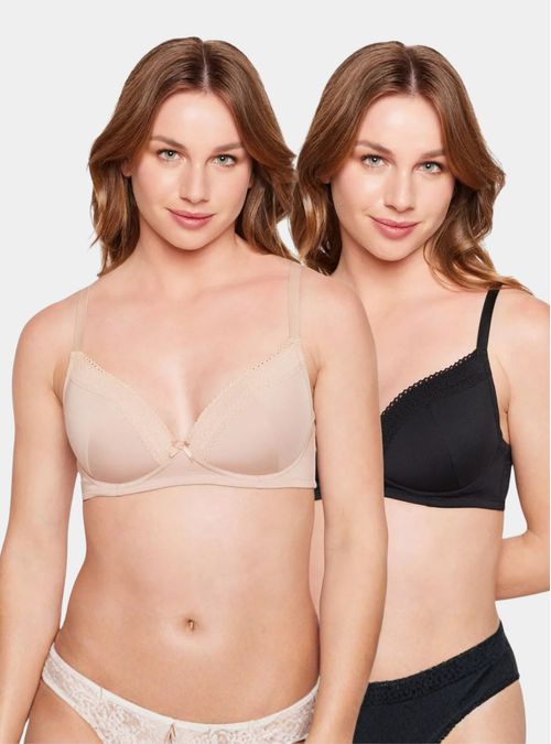 Pack 2 Sostén Con Soft Sin Arco Microfibra