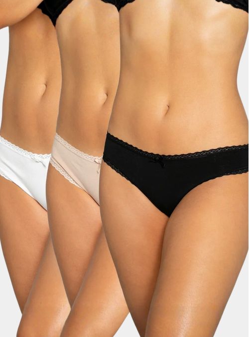 Pack 3 Colaless Algodón Con Blonda De Encaje