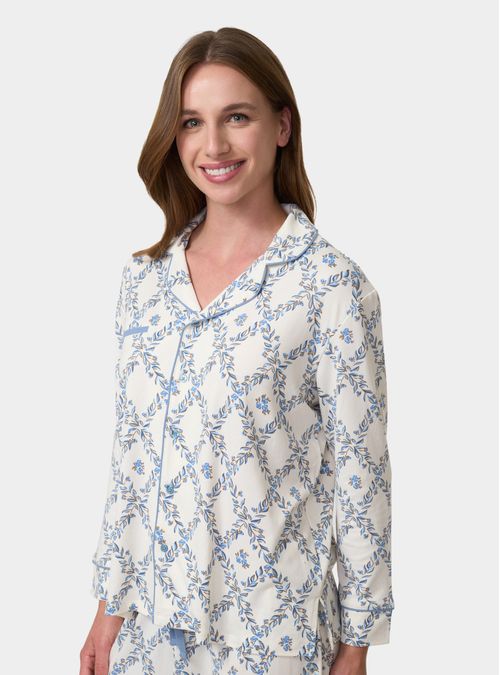 Pijama Cotton Feel Abotonado Estampado Floral