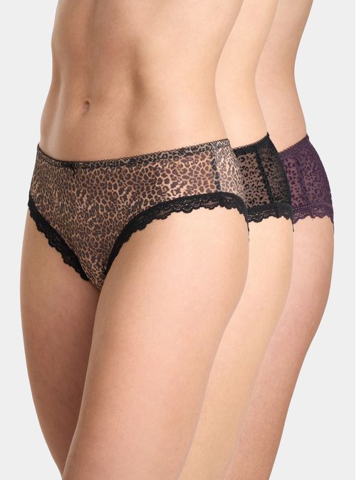 Pack 3 Pantaleta Encaje Y Mesh